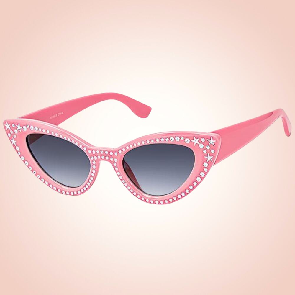NEW Womens PINK Cat Eye Sunglasses with Glam Retro Bling Rhinestones